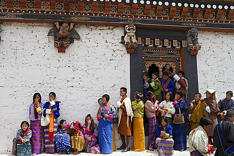 Buddhist festival (Tsechu), Trashi Chhoe Dzong, Thimphu, Bhutan, Asia