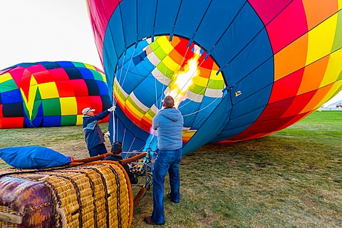 Hot air balloons being inflated, Albuquerque International Balloon Fiesta, Albuquerque, New Mexico USA