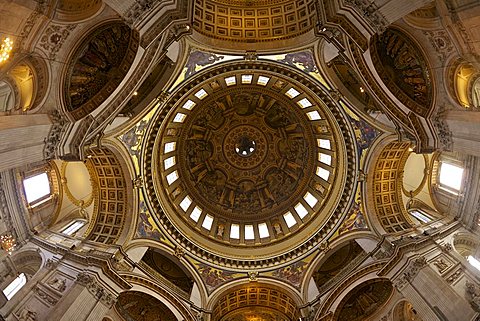 Whispering Gallery and nave, interior of St Paul's Cathedral,  London, England, UK, United Kingdom, GB, Great Britain, British Isles, Europe