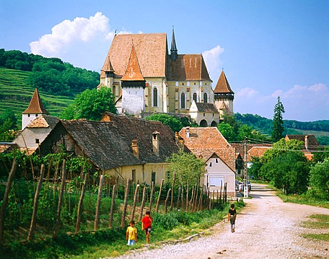 Saxon fortified church of Biertan and village, near Sighisoara, Transylvania, Romania