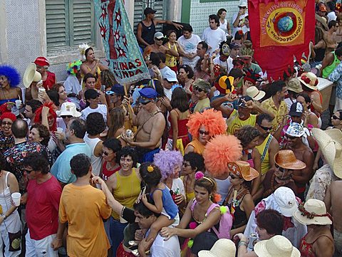 Carnival, brazil. Crowd of revellers in the street during carnival of olinda, pernambuco