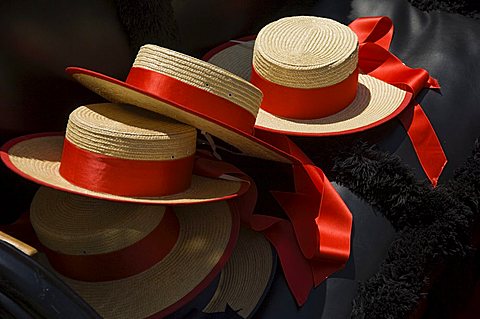 Gondoliers straw hats, Venice, Italy, Europe