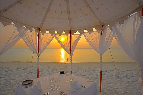 Dinner at the beach, Maldives, Indian Ocean, Asia