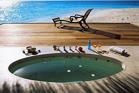 Spa bath, Maldives, Indian Ocean, Asia