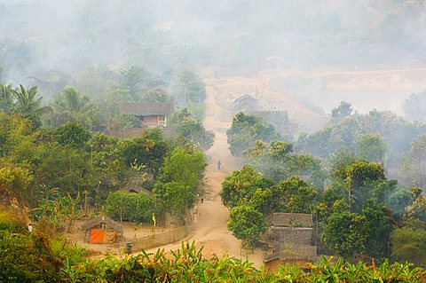 Morning fog over Mrauk U, Myanmar (Burma), Asia