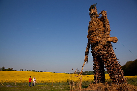 Wickerman, Beltane celebrations at Butser Ancient Farm, Hampshire, England, United Kingdom, Europe