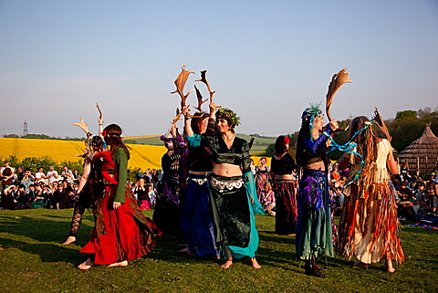 Beltane Wickerman celebrations at Butser Ancient Farm, Hampshire, England, United Kingdom, Europe