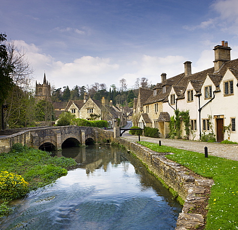 Picturesque Cotswolds village of Castle Combe, Wiltshire, England, United Kingdom, Europe