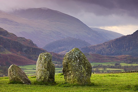 Castlerigg Stone Circle and mountains, Lake District National Park, Cumbria, England, United Kingdom, Europe
