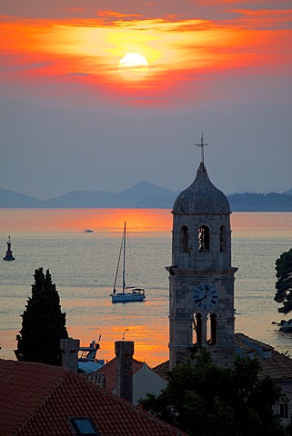 Adriatic sunset, Cavtat, Dubrovnik Riviera, Dalmatian Coast, Dalmatia, Croatia, Europe