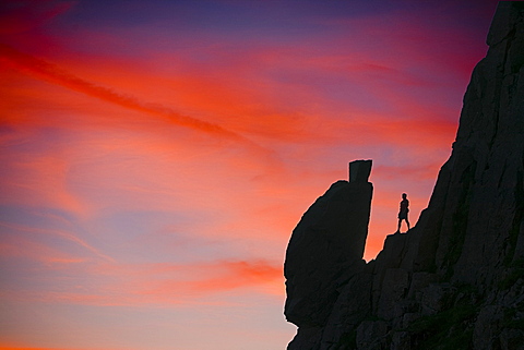 Sunset from the Sphynx Rock on Great Gable in the Lake District, Cumbria, England, United Kingdom, Europe