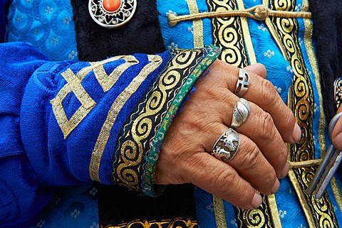 Mongolia, Ulan Bator, Sukhbaatar square, costume parade for the Naadam festival