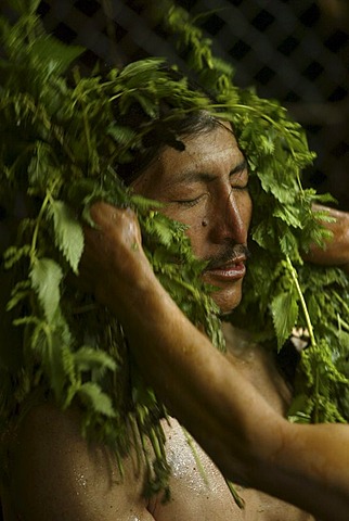 A ritual bath in the Fiestas of Inti Raymi in northern Ecuador