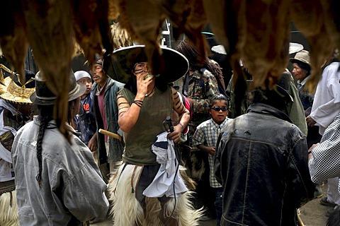 Dancers in the Fiestas of Inti Raymi in northern Ecuador.