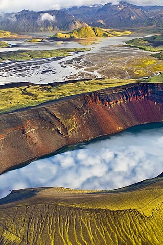 Volcanic landscape, Landmannalaugar, (aerial), Iceland