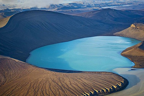 Glacial lake, (aerial) Landmannalaugar, Iceland