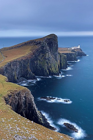 Neist Point Lighthouse, the most westerly point on the Isle of Skye, Scotland. Winter (November) 2013.