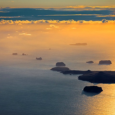 Aerial Westman Islands with Surtsey in the background, Iceland
