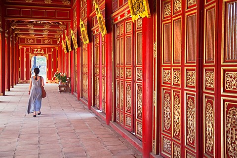 Woman at Imperial Palace in Citadel (UNESCO World Heritage Site), Hue, Thua Thien-Hue, Vietnam (MR)