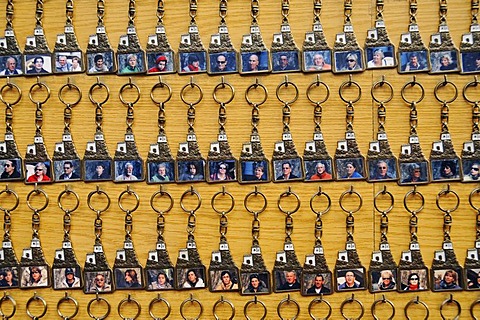 Key chains, keychains sold at a souvenir shop in Guadalest, Alicante, Costa Blanca, Spain