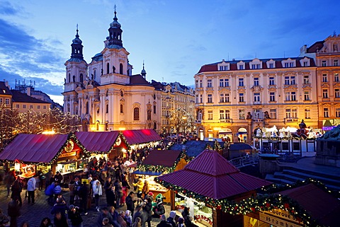 Church Of St. Nicholas And Christmas Market, Prague, Czech Republic,