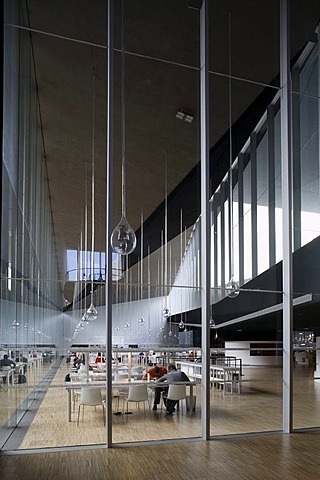 Interior view of the public libary at the arts centre, Santa Cruz de Tenerife, Tenerife, Canary Islands, Spain, Europe