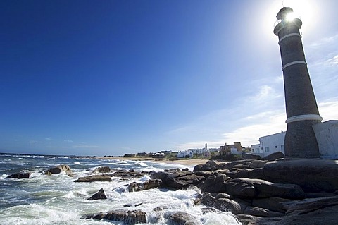 Jose Ignacio, Uruguay, March 20: Built in 1877, the Faro Punta Jose Ignacio (Lighthouse of Punta Jose Ignacio) oversees a rugged Atlantic coast.