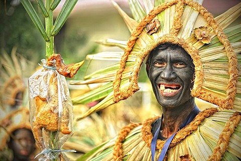 Tourist as chief, Ati Atihan celebration, Kalibo, Philippines