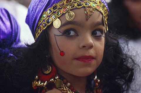 decorated child, Carnival, Santa Cruz de Tenerife, Tenerife, Canary Islands, Spain