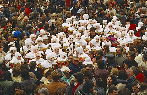 BELGIUM  Binche The Gilles in costume amongst the carnival crowds