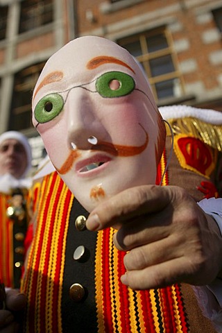 Detail of a mask used in a carnival in Binche, Belgium.