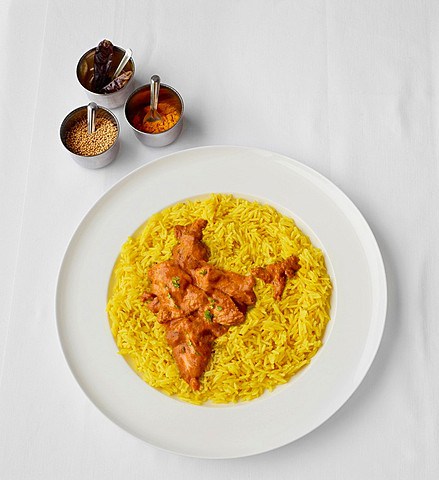 Chicken Tikka Massala in shape of India