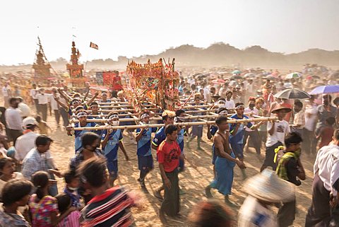 Mrauk U, Dung Bwe Festival for the passing of an important Buddhist Monk, Rakhine State, Myanmar (Burma)