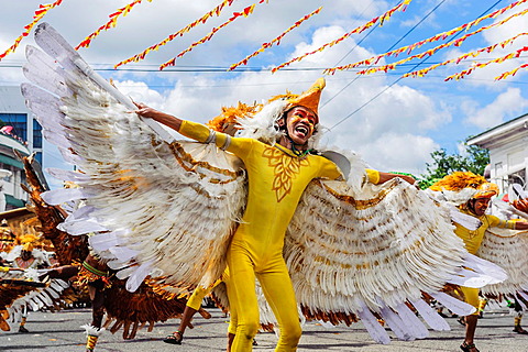 Participants of the dance contest during the celebration of Dinagyang in homage to 'The Santo Nino', the patron saint of many Philippino cities Iloilo, Philippines